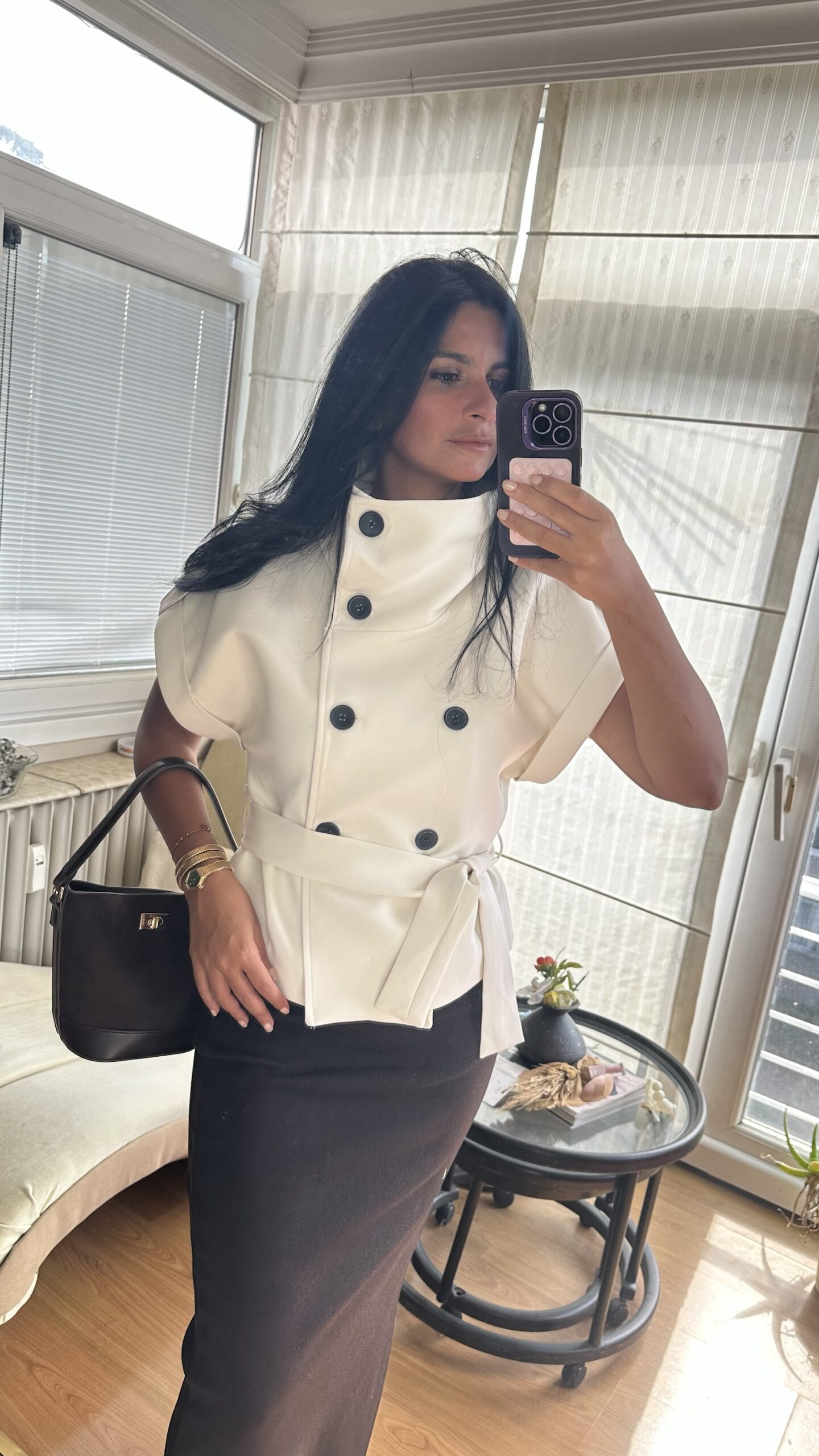 Ivory Sculpted Trench Vest - Image 2