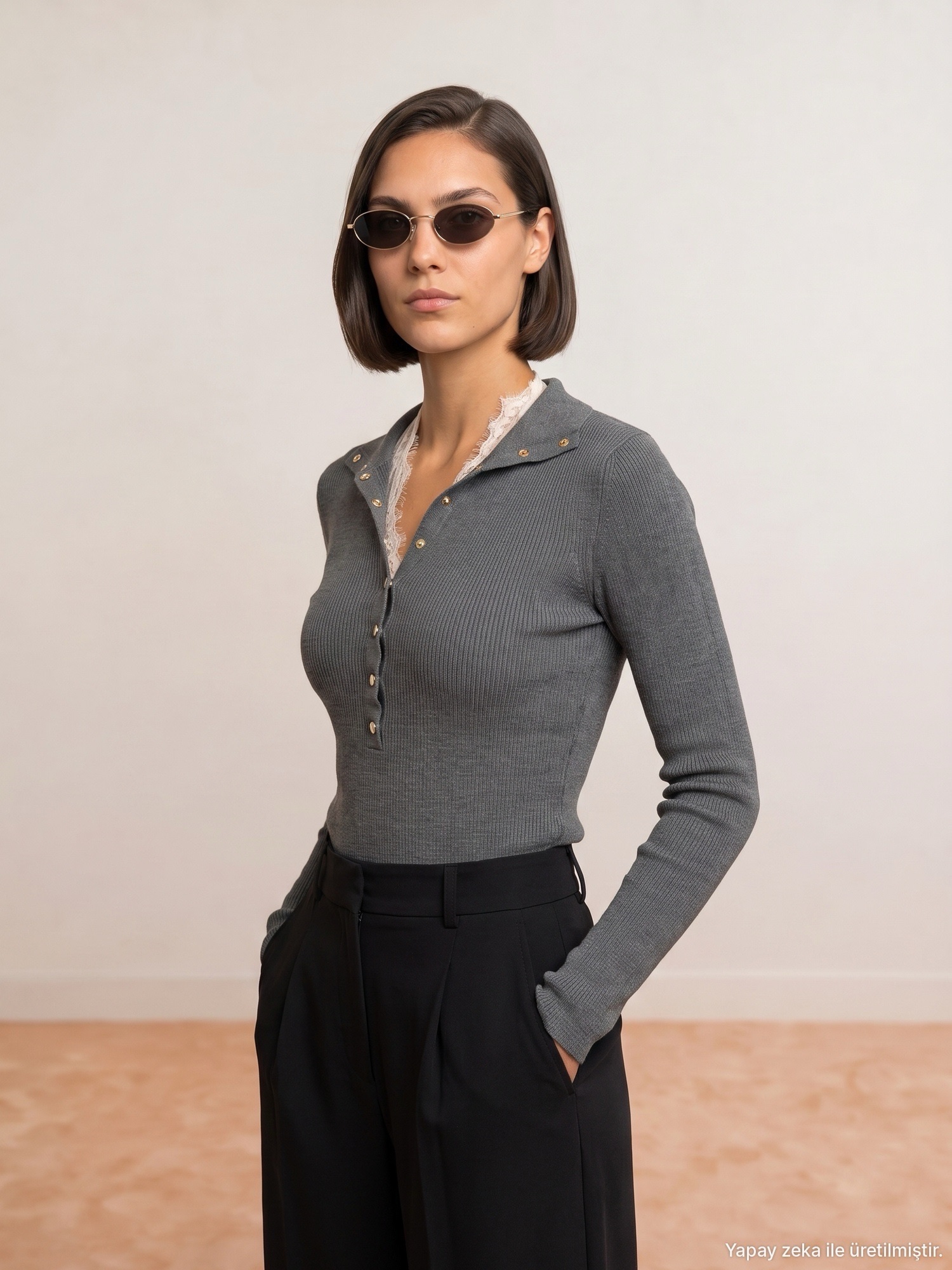 The Icon Snap Knit – Grey - Image 3