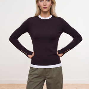 Button Cuff Knit Top – plum
