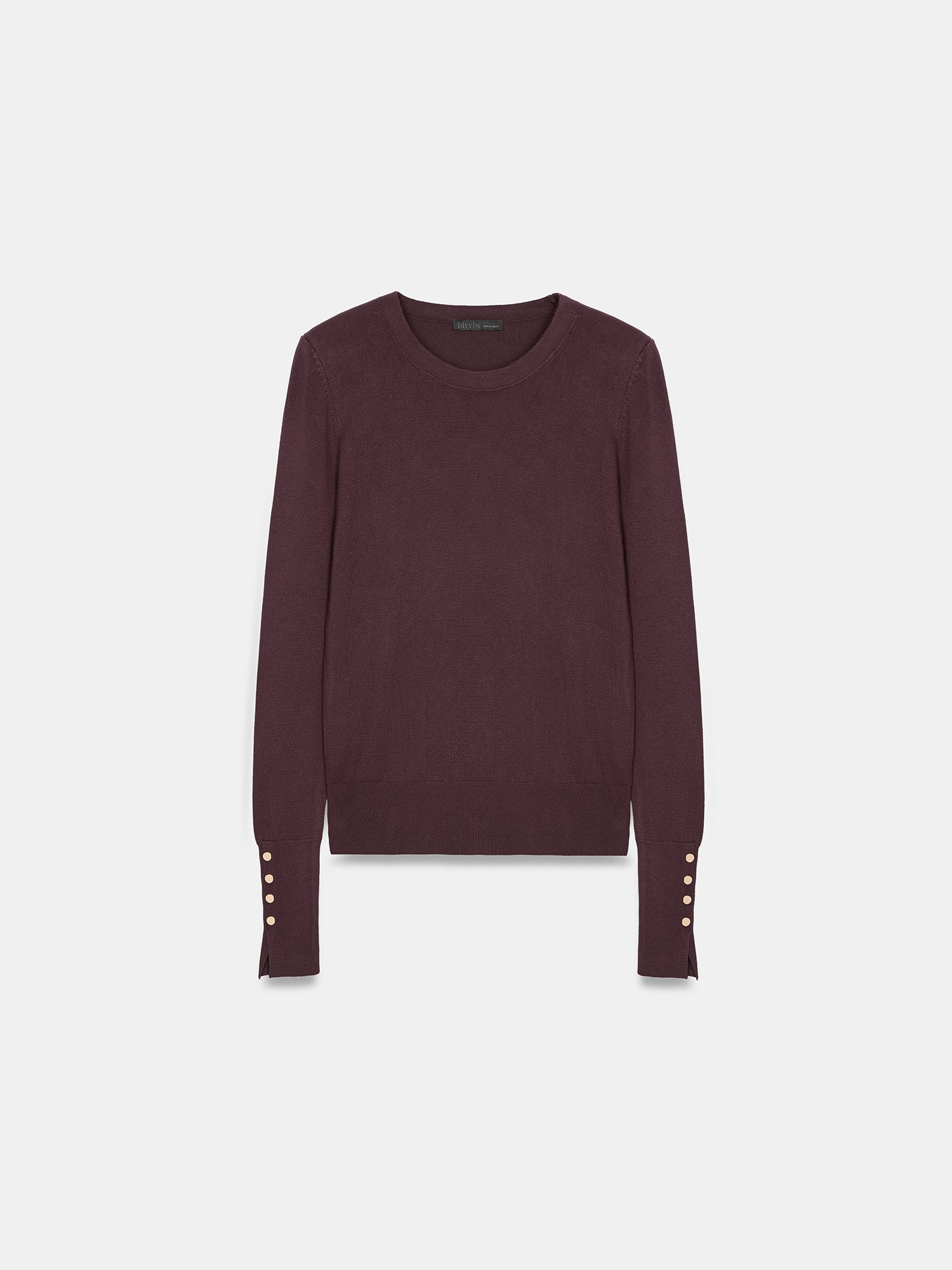 Button Cuff Knit Top – plum - Image 5