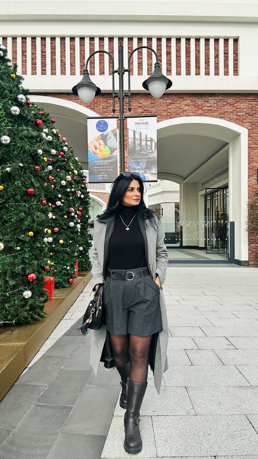 Grey tailored coat styled for the Nessa Butik Fall/Winter Edit