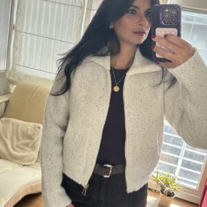Alba Speckled Zip Knit Jacket – Cream- New Stock 20th oct
