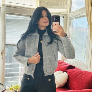 Alba Speckled Zip Knit Jacket – Grey- New Stock 20th October