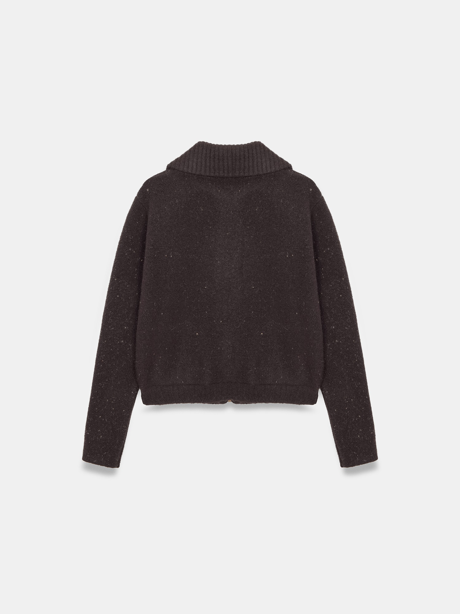 Alba Speckled Zip Knit Jacket – Brown - Image 4