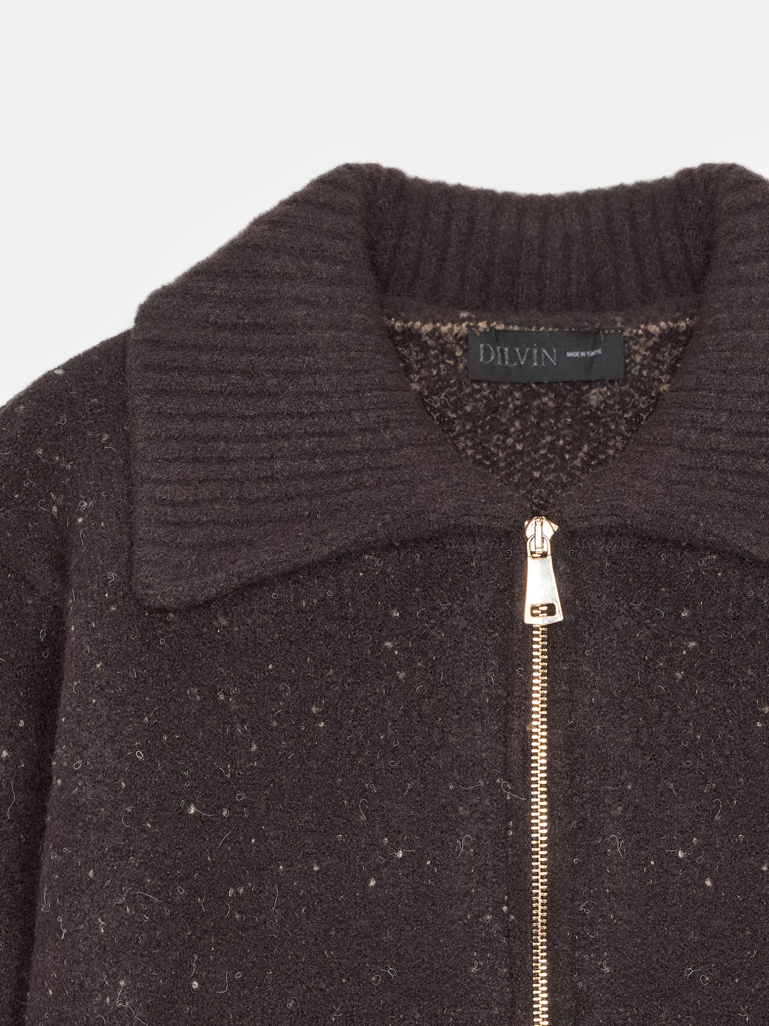 Alba Speckled Zip Knit Jacket – Brown - Image 5